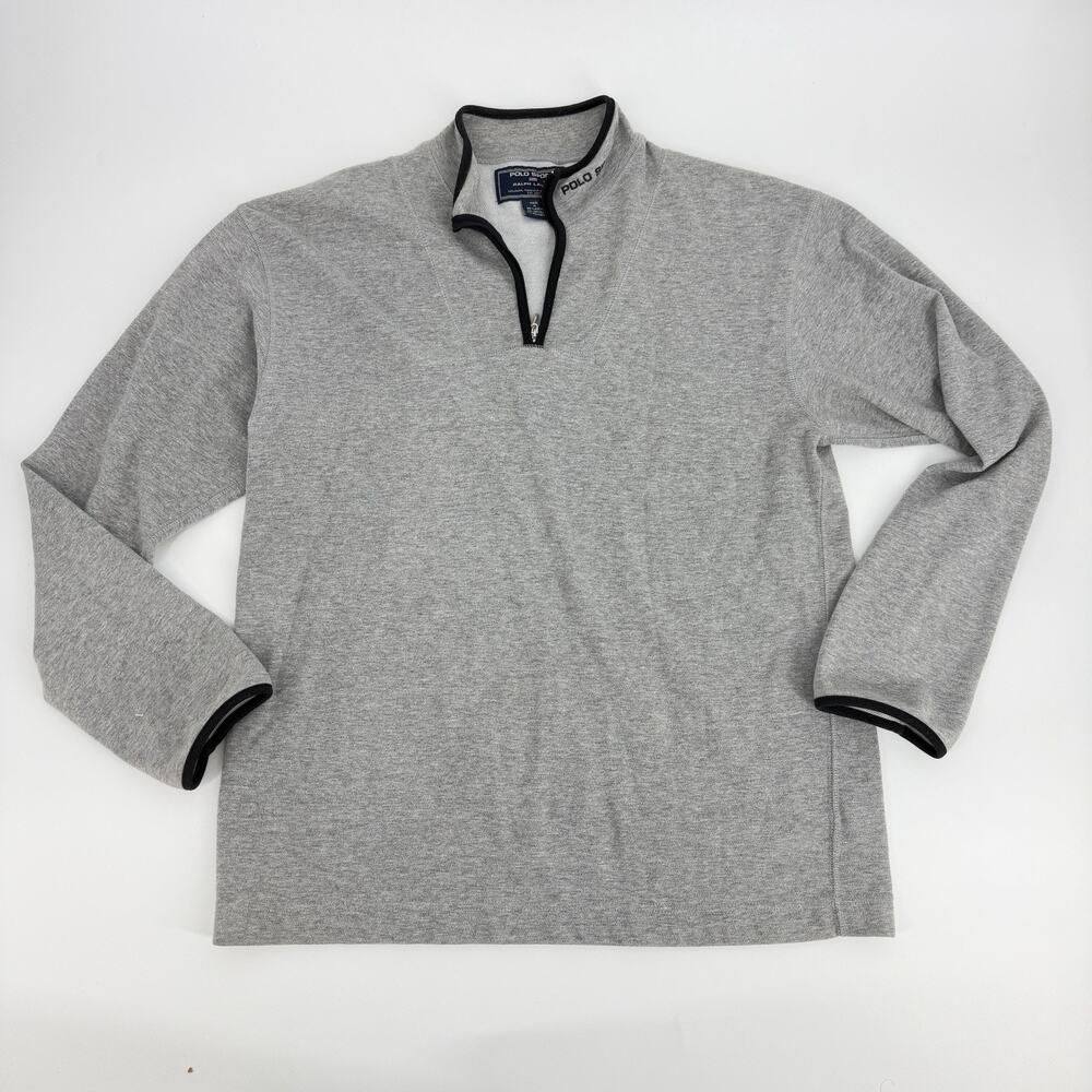 RARE Vintage Polo Sport Ralph Lauren 1/4 Zip Sweatshirt Men S Gray Spelled Y2K